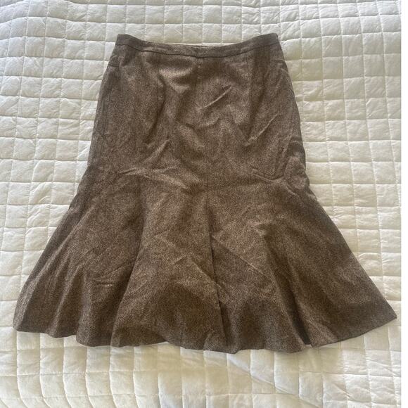 Vintage EDDIE BAUER Womens Skirt 6 Brown Wool Flare Retro Y2K Grunge Academia - Picture 1 of 11